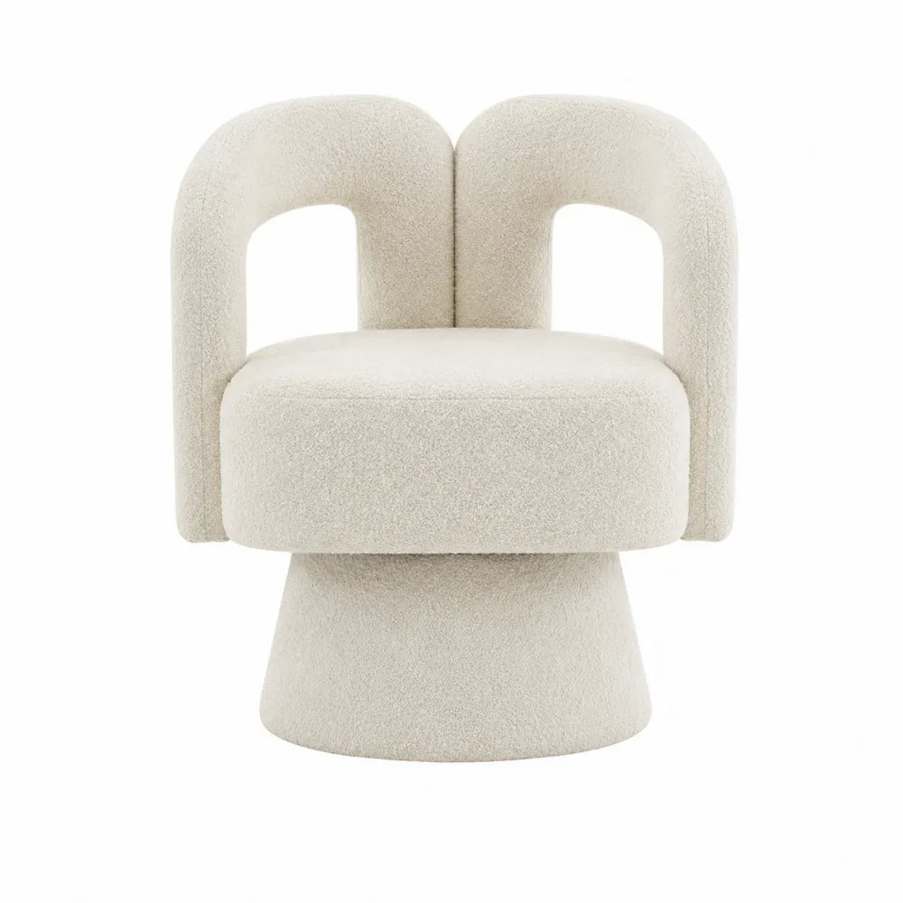 Silla de tela de poliéster con respaldo curvo beige