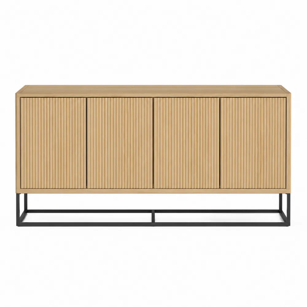 Aparador de madera de acacia con base metálica 160x40x75 cm