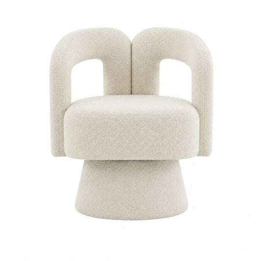 Silla de tela de poliéster con respaldo curvo beige