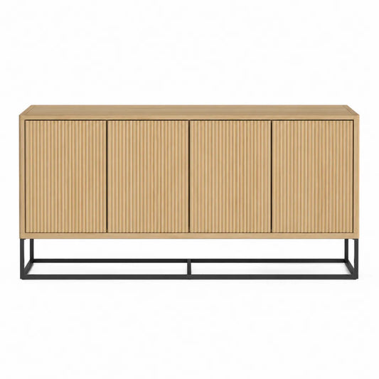 Aparador de madera de acacia con base metálica 160x40x75 cm