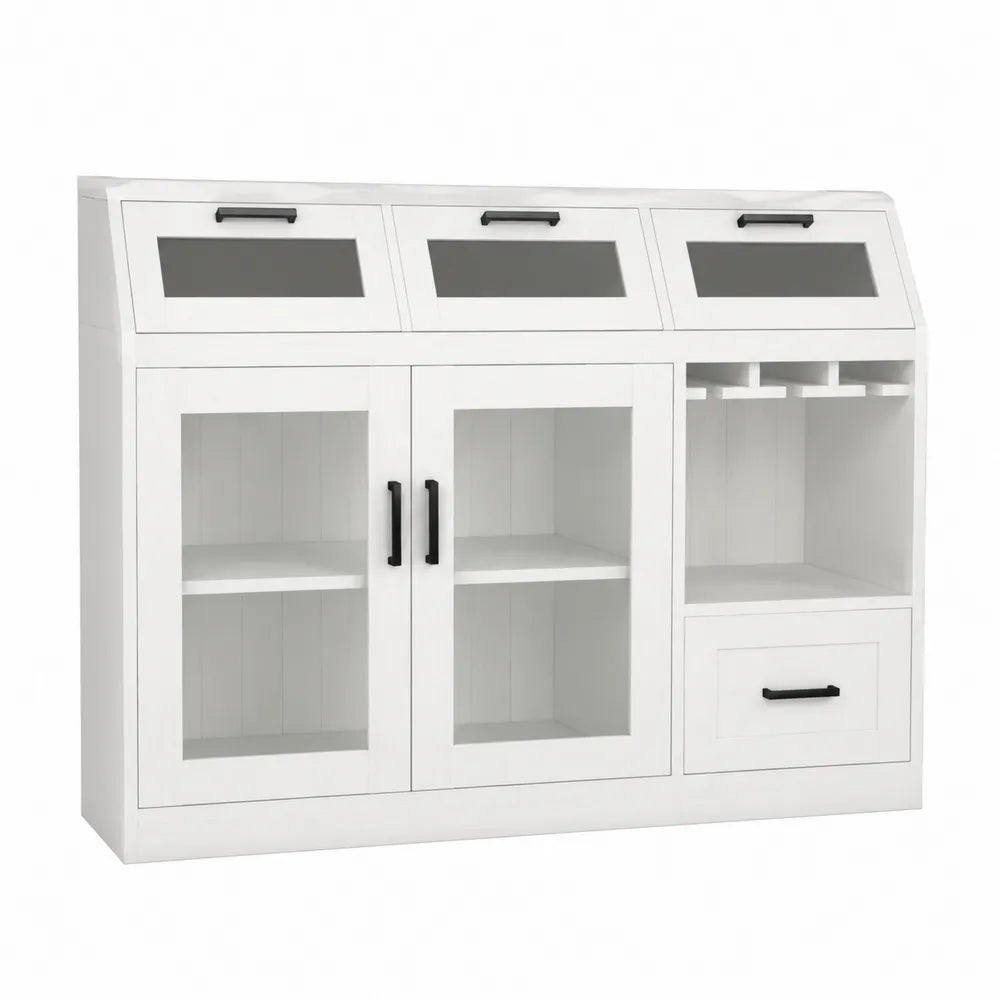 Aparador de Madera con Puertas de Vidrio Templado y Estantes
