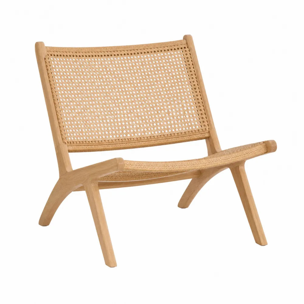 Silla de madera y ratán 75x65x80 cm
